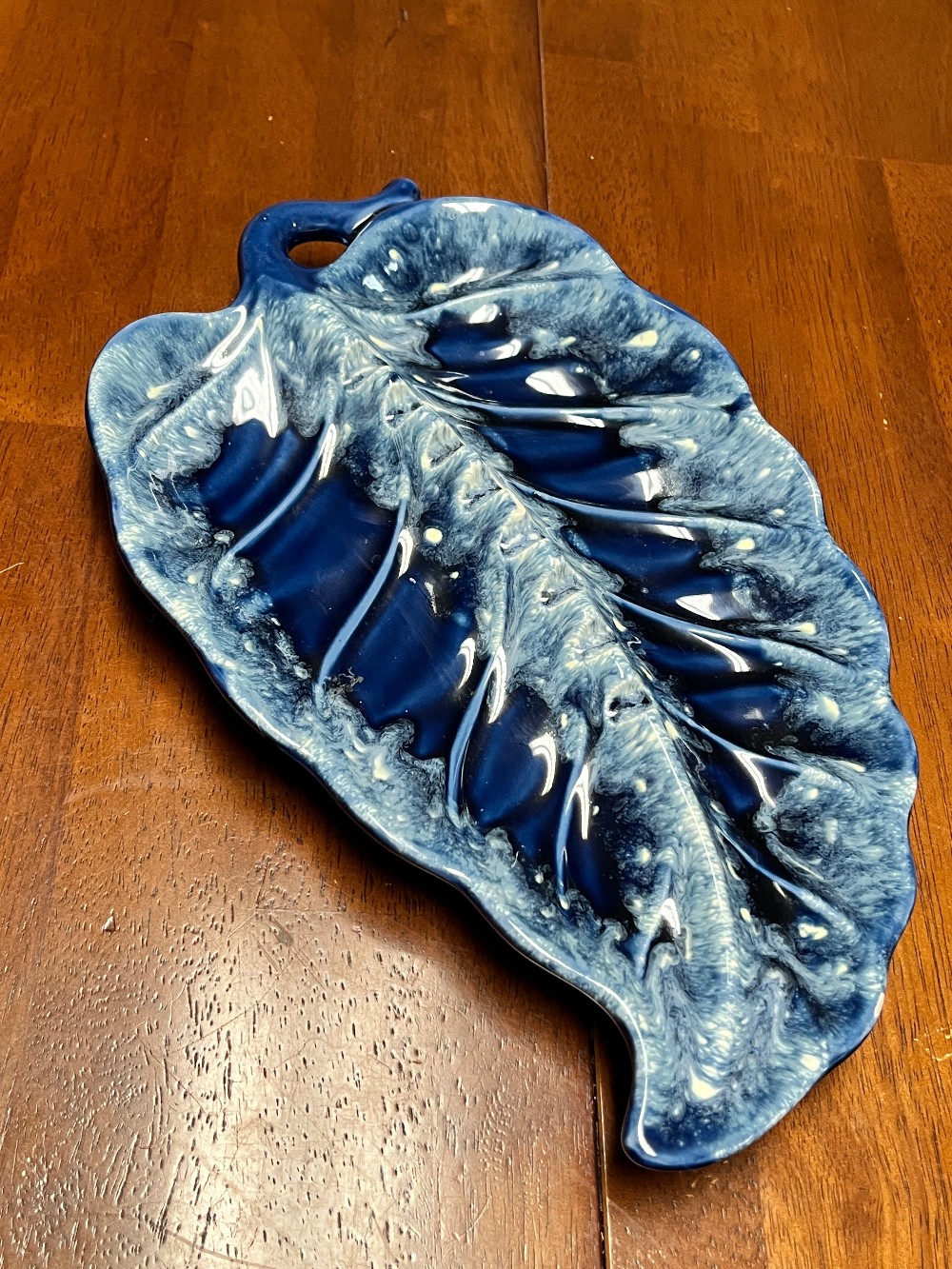 TT - Vintage MCM Blue Leaf Ashtray