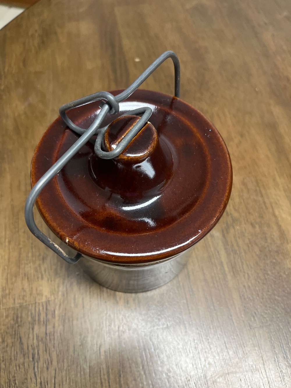 TT - Brown Stoneware Butter / Cheese Crock # 268912