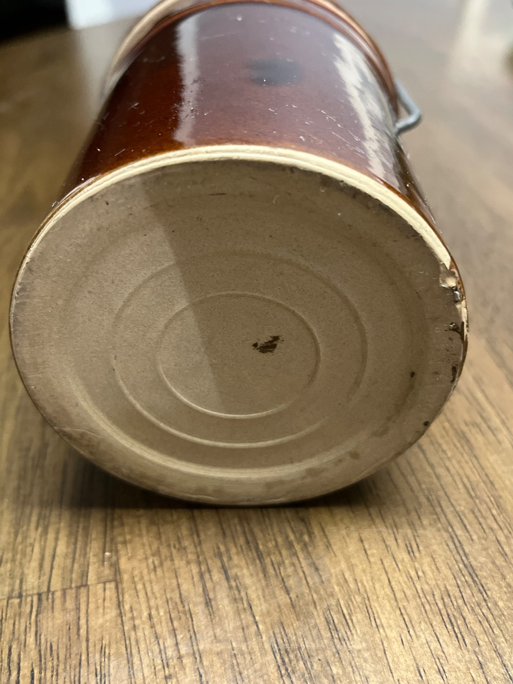 TT - Brown Stoneware Butter / Cheese Crock
