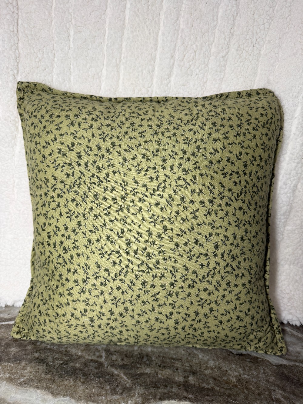 Quilted Patchwork Accent Pillow; Green, Cream, Chocolate