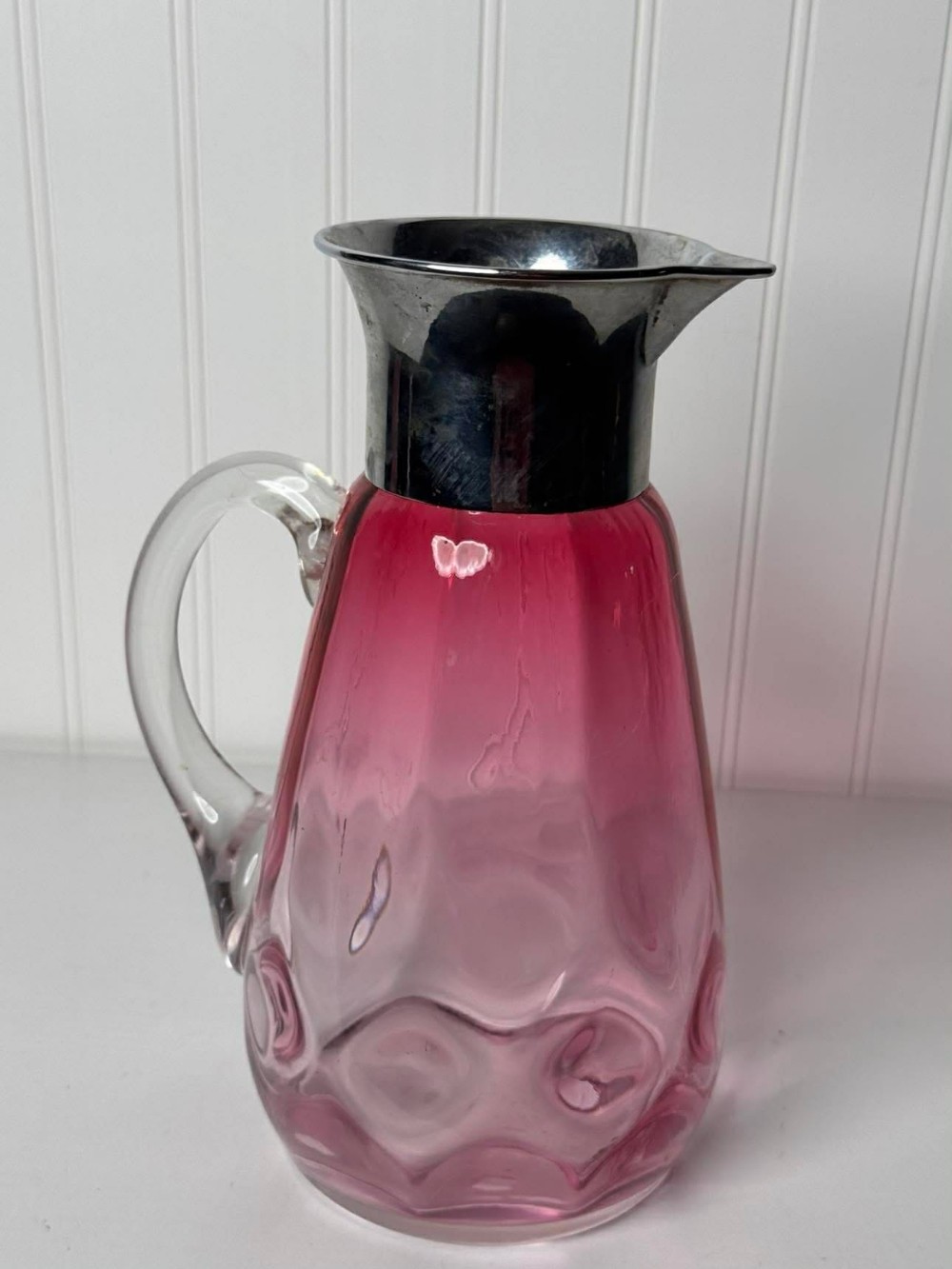2563 - Vintage Pilgrim cranberry glass pitcher