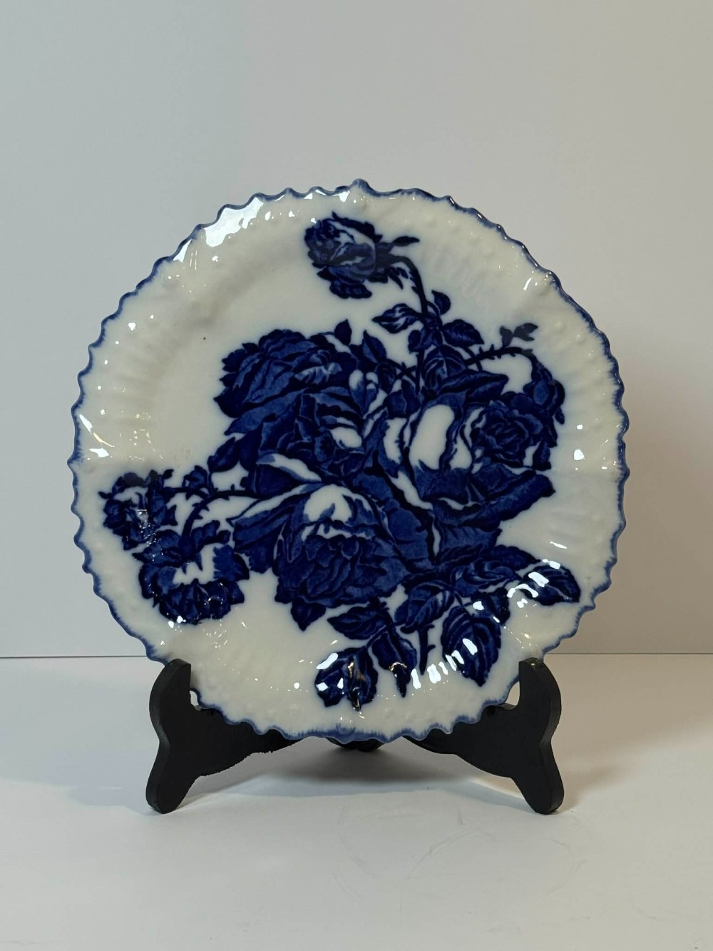 0142- Vintage Blakeney Ironstone Staffordshire plate from England, with a detailed floral 