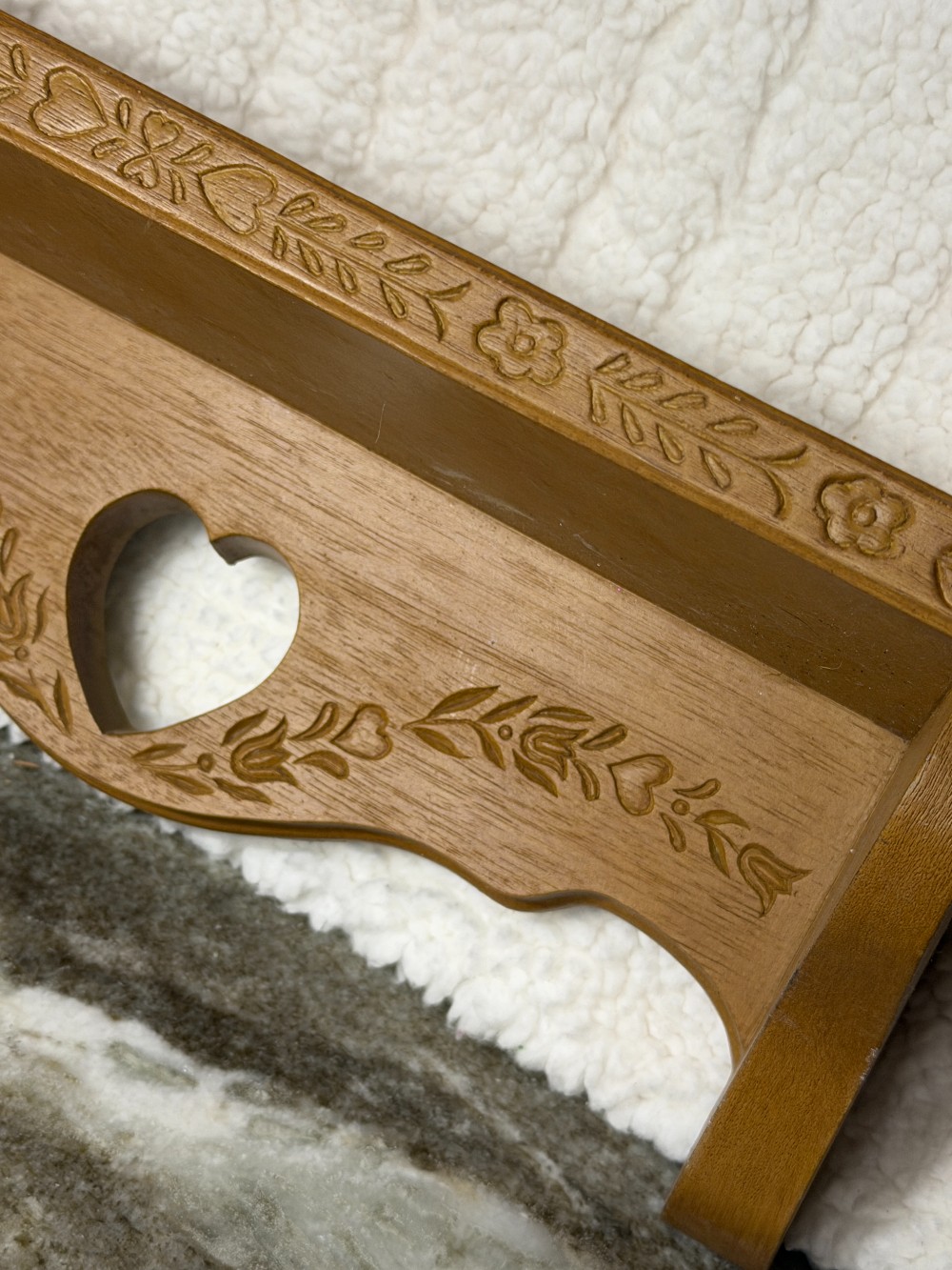Vintage 1986 Burwood Faux Wood Heart Wall Shelf