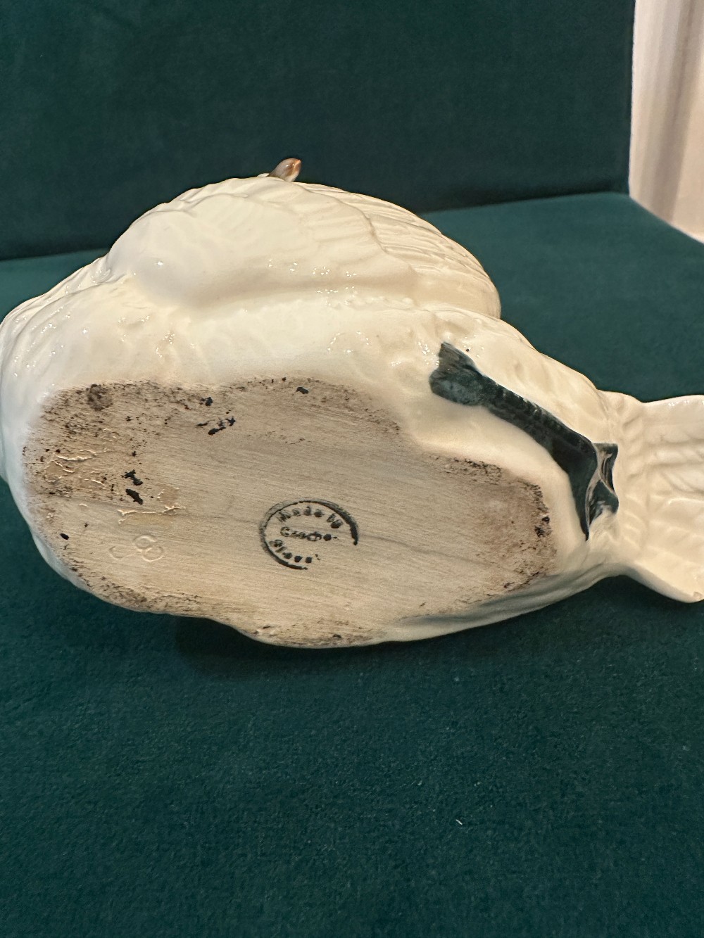 MB Vintage Czechoslovakia White Porcelain Swan Planter