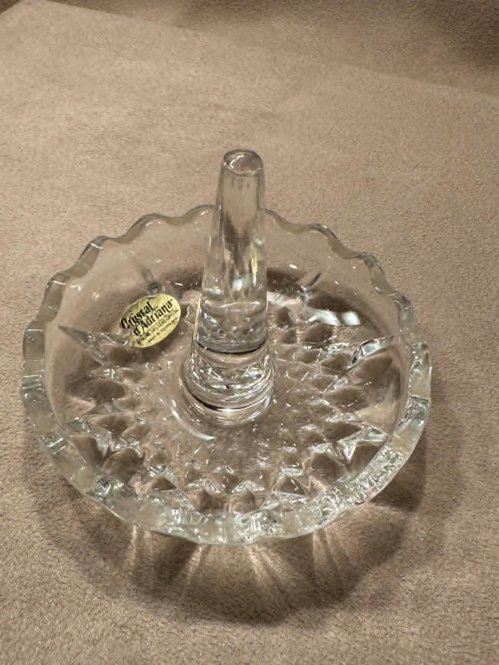 2024 - Vintage Zajecar Kristal lead crystal ring holder dish  (3.5x3.5x3.5)