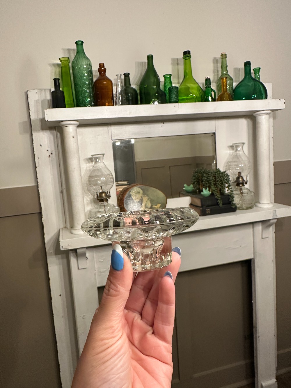 MB Vintage Glass Taper Candle Holder