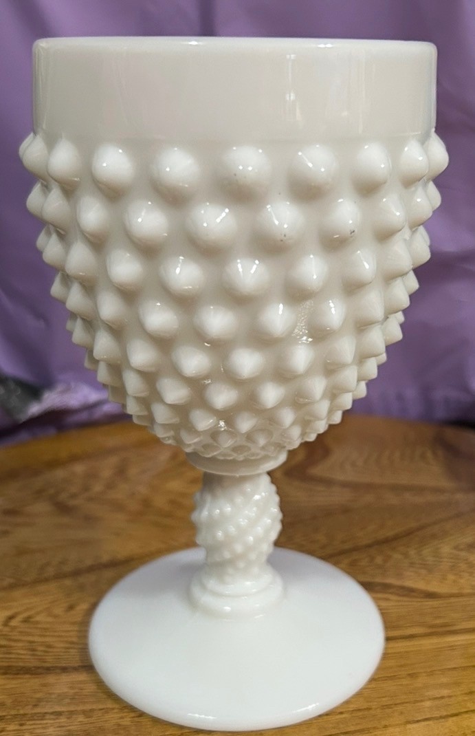 Fenton white hobnail milk glass goblet