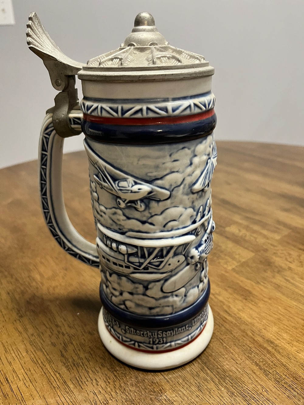 DELETE - TT - 1981 Avon Airplane Themed Ceramic Beer Stein