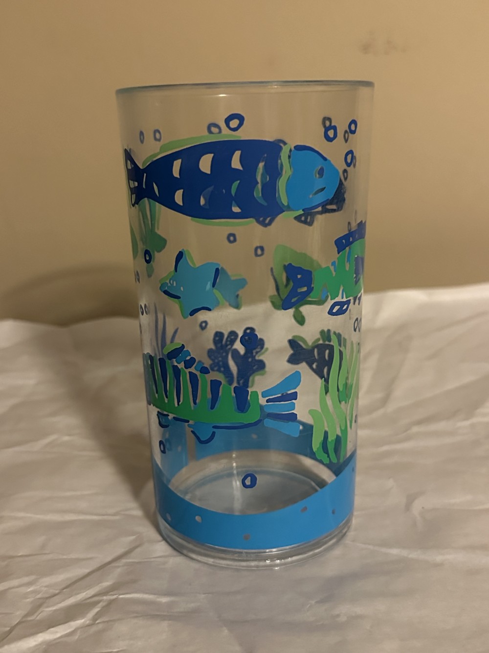 Vintage Acrylic Pitcher & 6 Glass Set-Fish Design