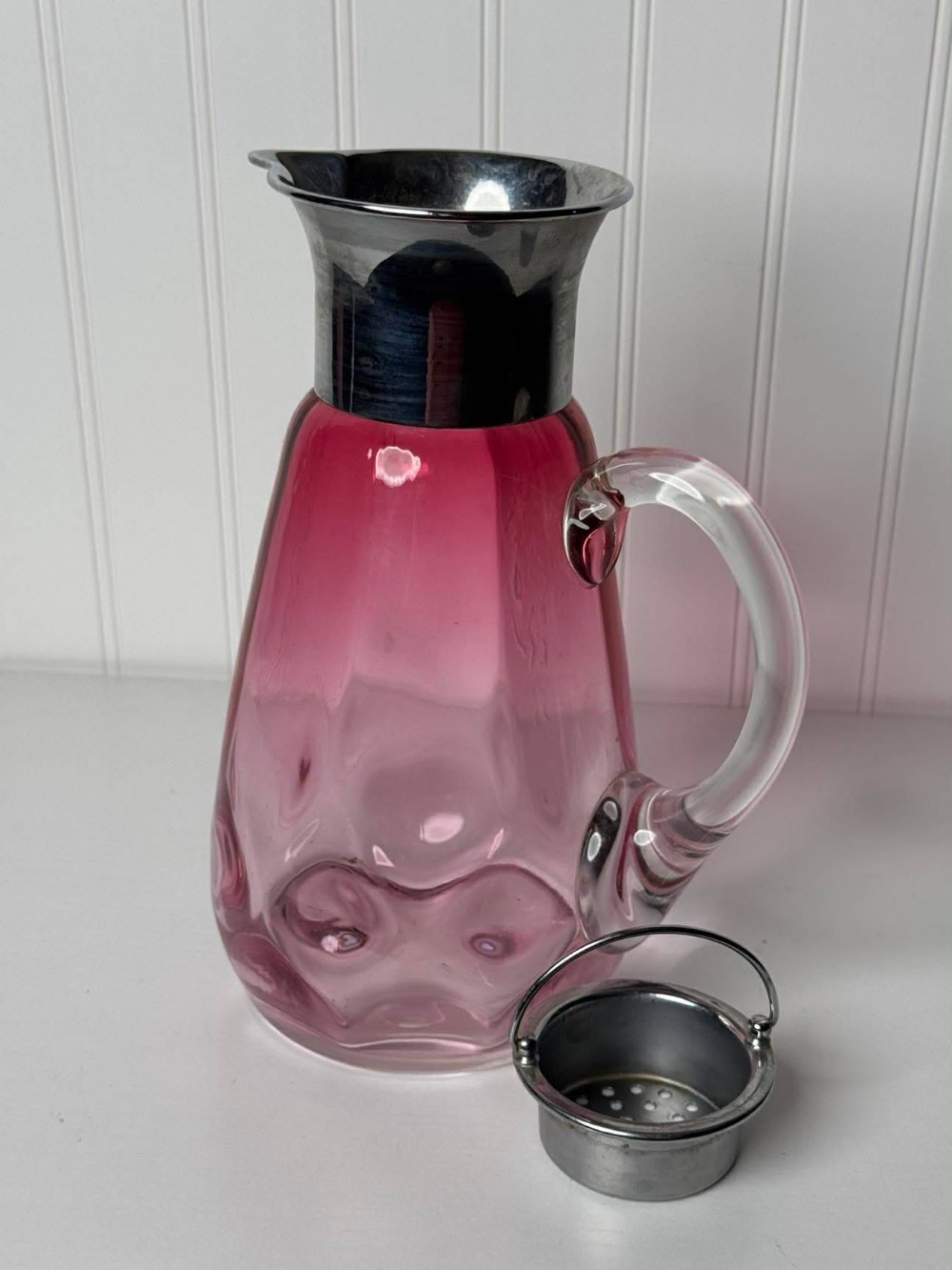 2563 - Vintage Pilgrim cranberry glass pitcher