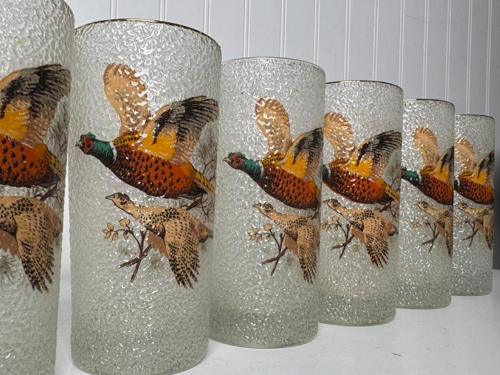 2472 - Set of 8, Vintage Specialty highball tumblers, 22k gold rim.