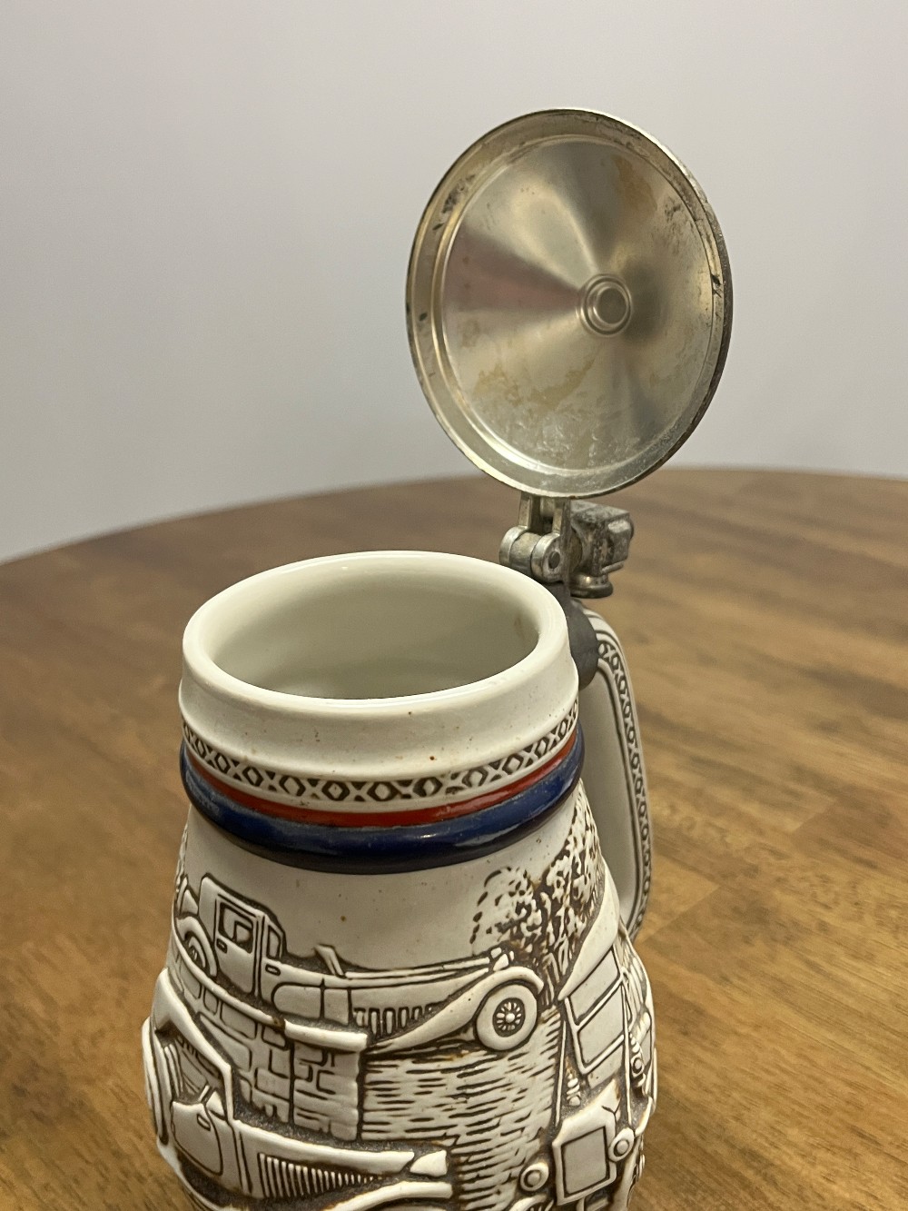 DELETE - TT - 1979 Avon Motor Cars Themed Ceramic Beer Stein