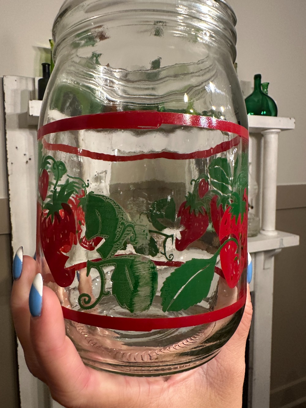 MB Vintage Strawberry Glass Jar- No Lid