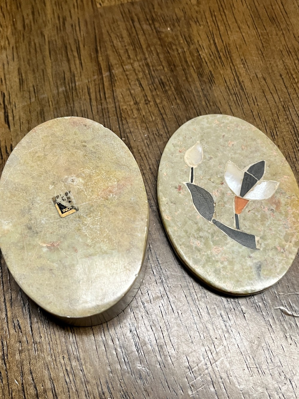 DELETE - TT - Mother of Pearl Oval Soapstone Trinket Box