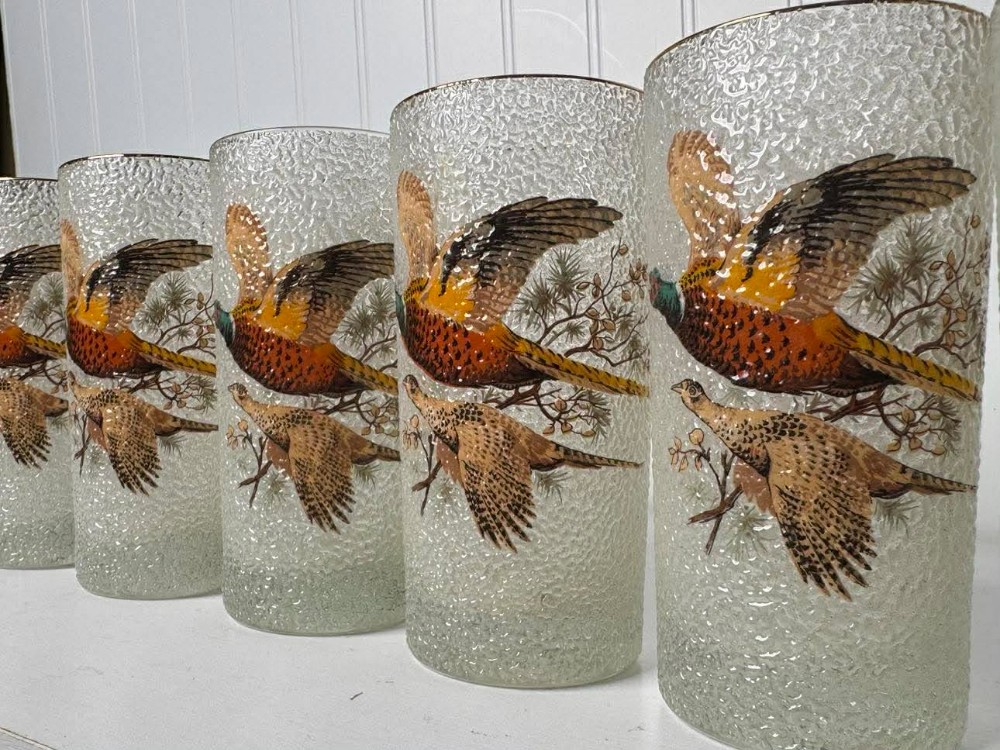 2472 - Set of 8, Vintage Specialty highball tumblers, 22k gold rim.