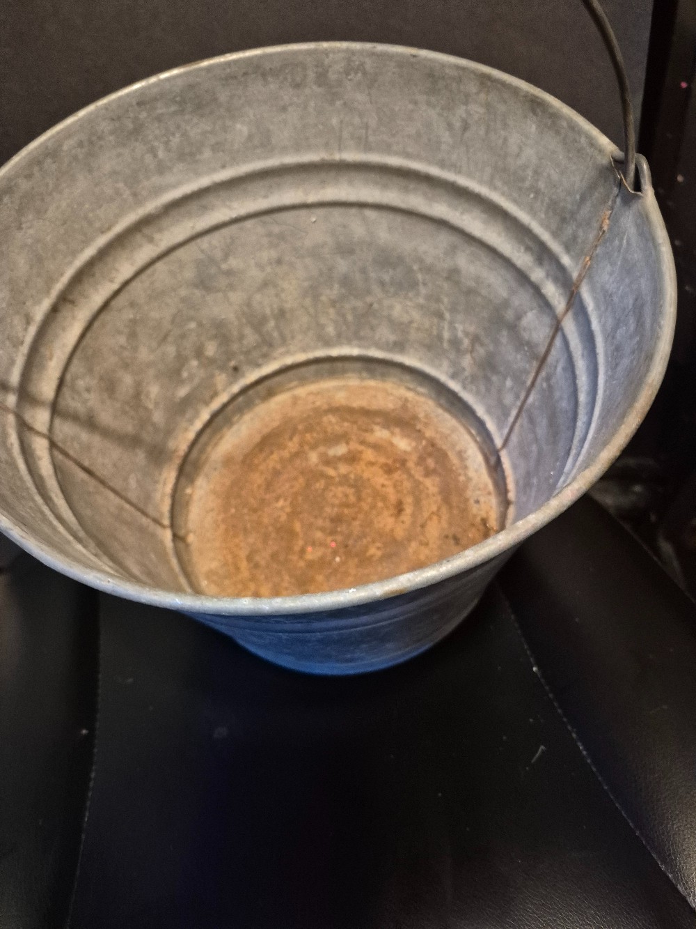 Rustic galvanized metal bucket