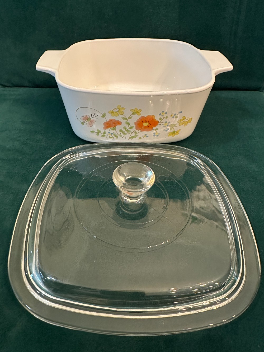 MB Vintage Corning Ware Wildflower 1.5 Liter Baking Dish and Lid