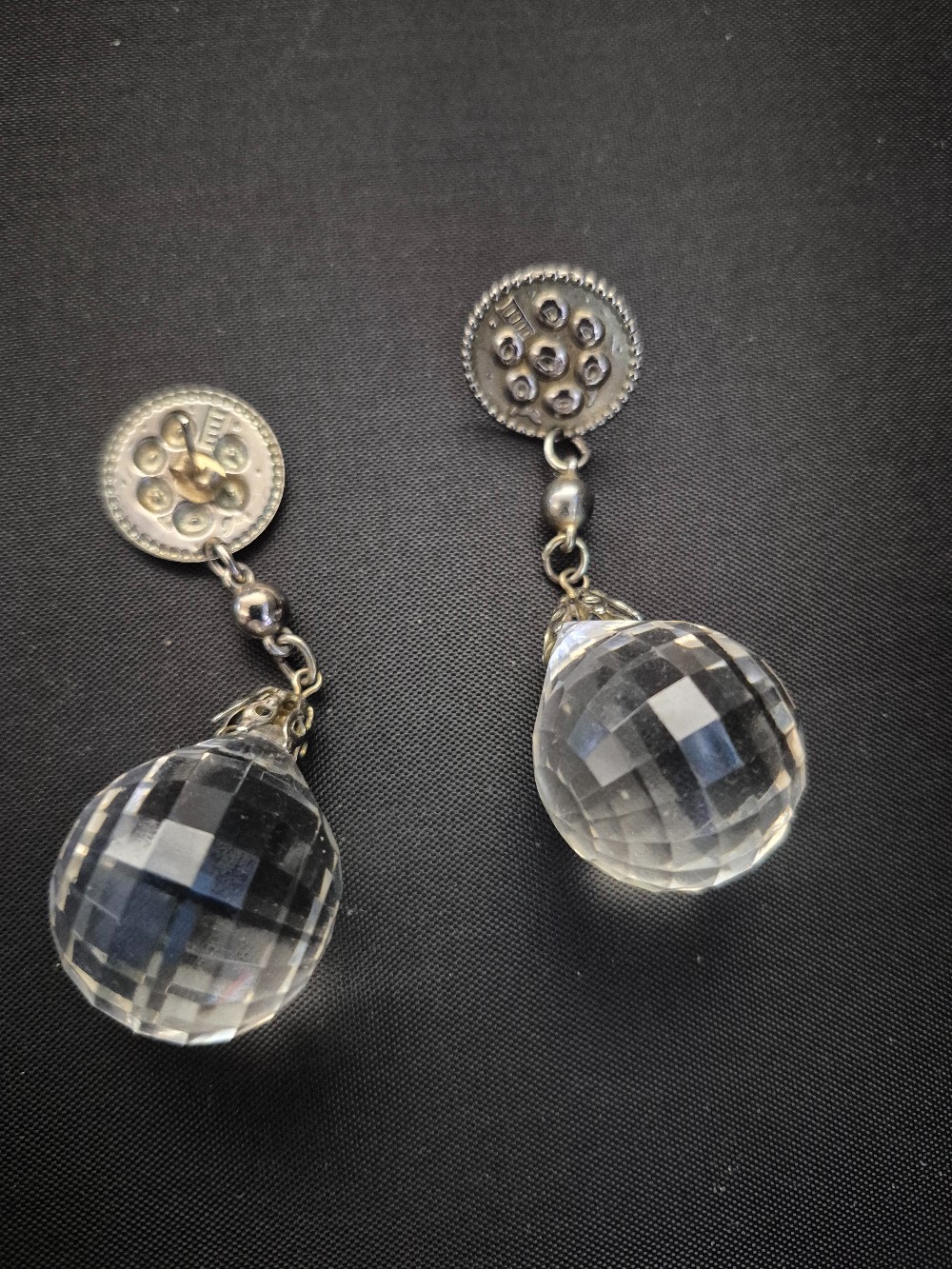 Vintage Crystal Ball Drop Earrings