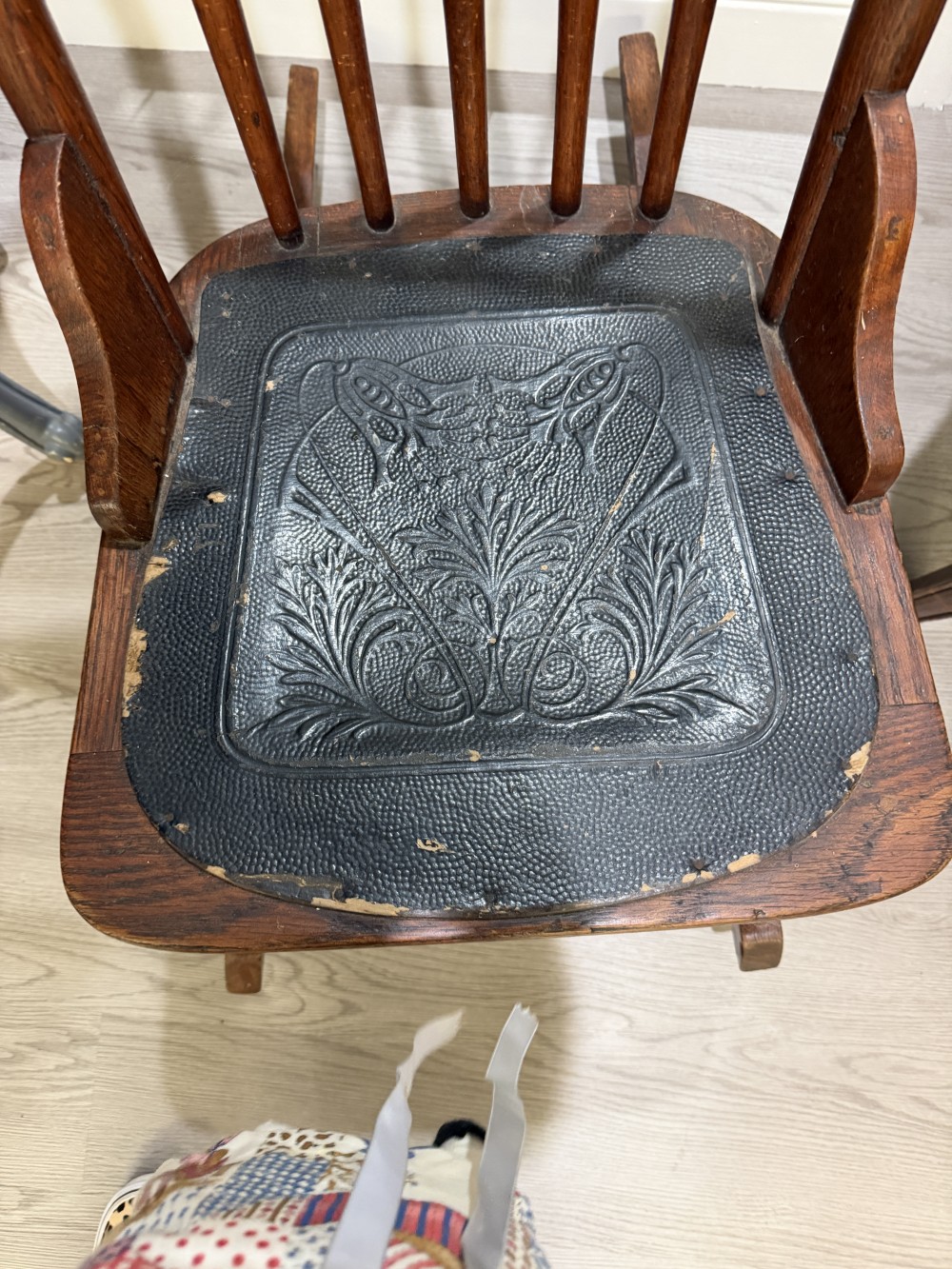 Antique Pressed Wood Victorian Sewing Rocker