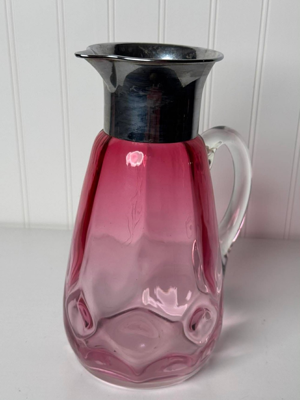 2563 - Vintage Pilgrim cranberry glass pitcher