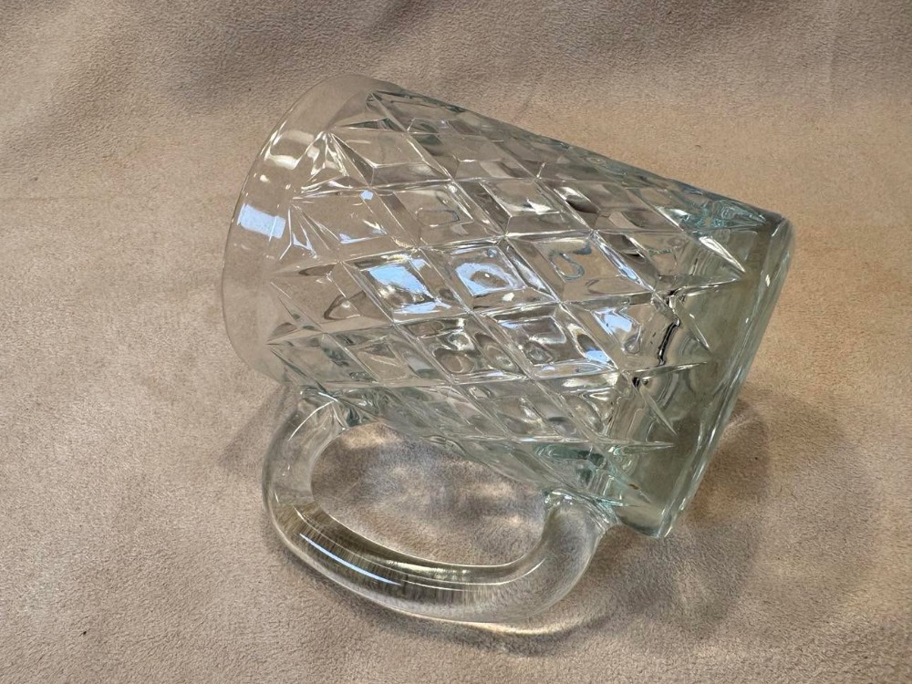 2375 - Vintage Paul Sebastian fine crystal diamond-cut glass mugs