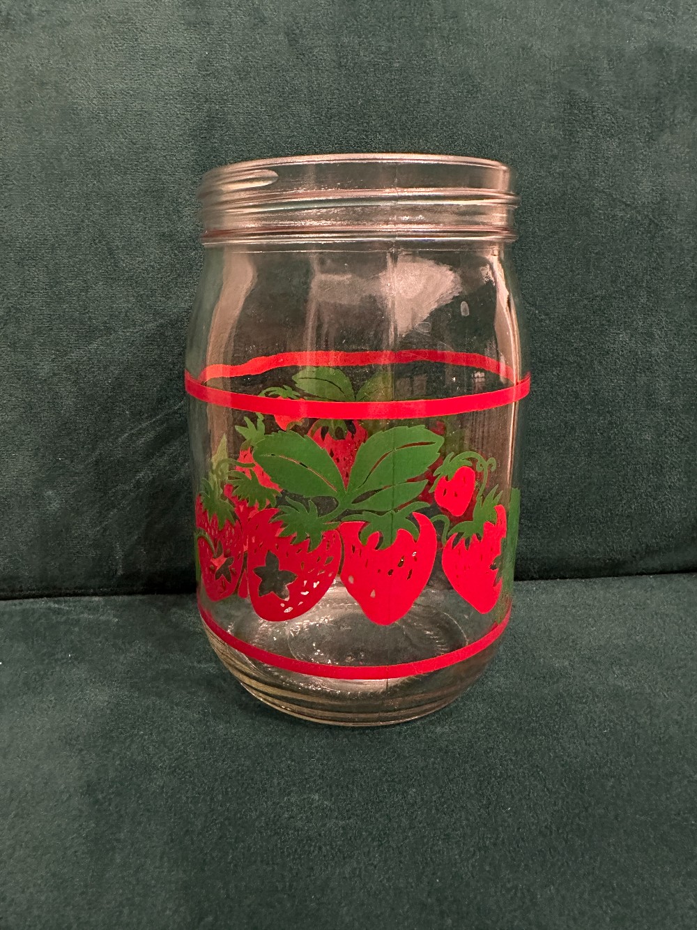 MB Vintage Strawberry Glass Jar- No Lid