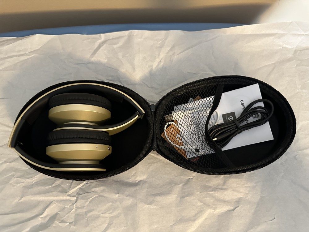 Power Locus Wireless Bluetooth Foldable Headphones-Gold