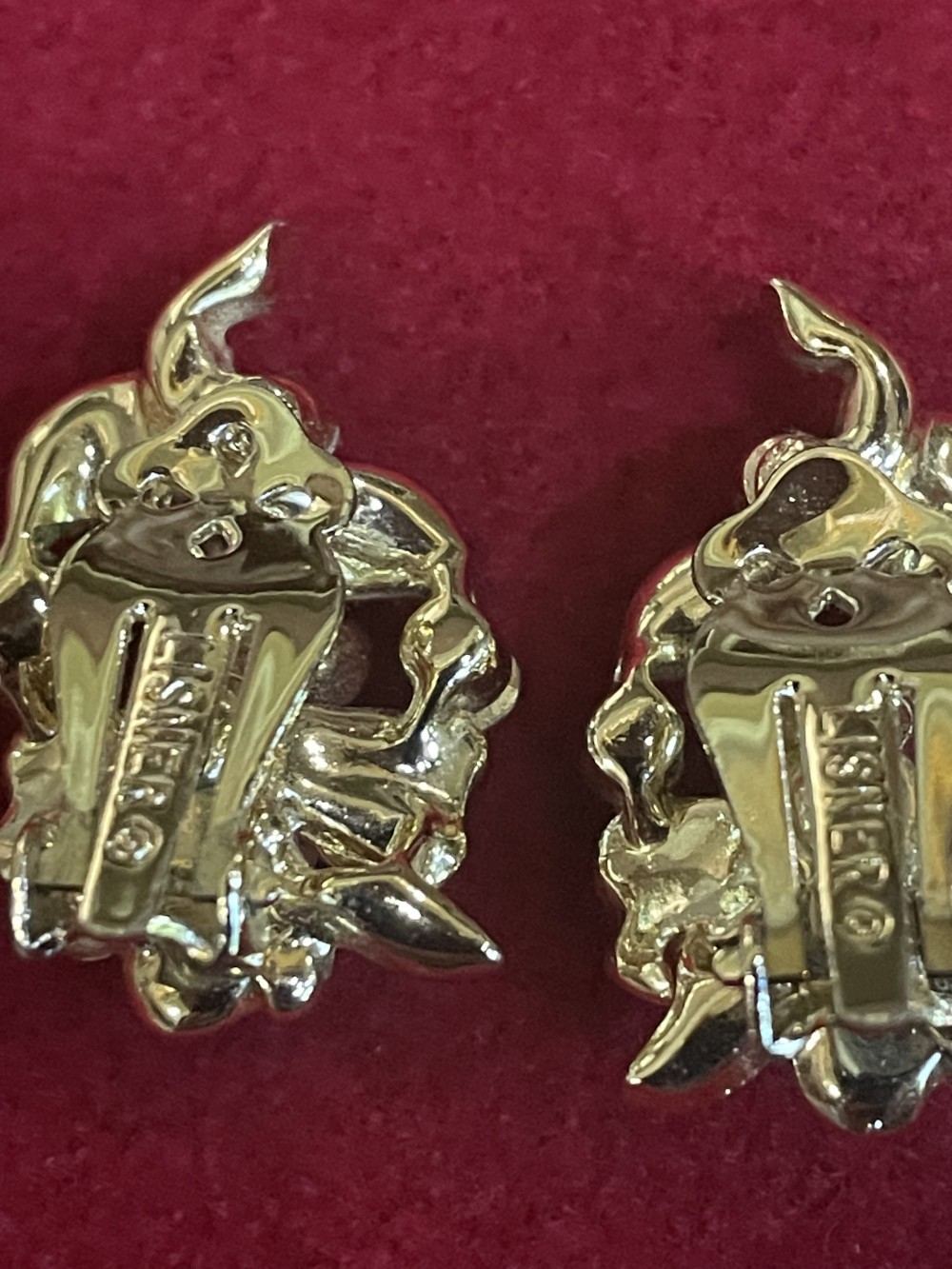 Mid-century Floral Clip-on Earrings with Faux Pearls