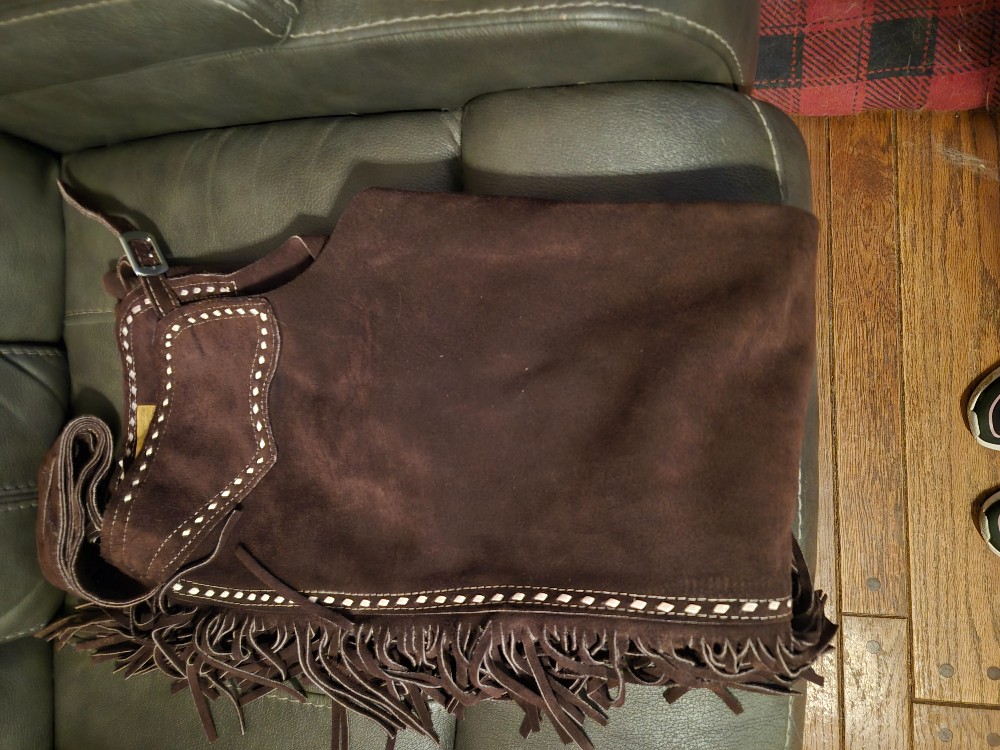 Brown suede leather Western riding chaps
