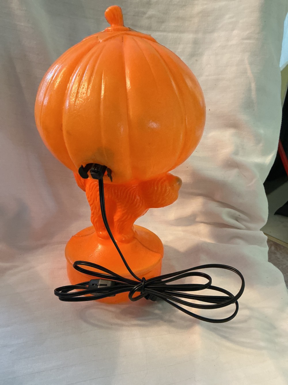 VTG Blow Mold Lighted Pumpkin /Cat NEW CORD& BULB