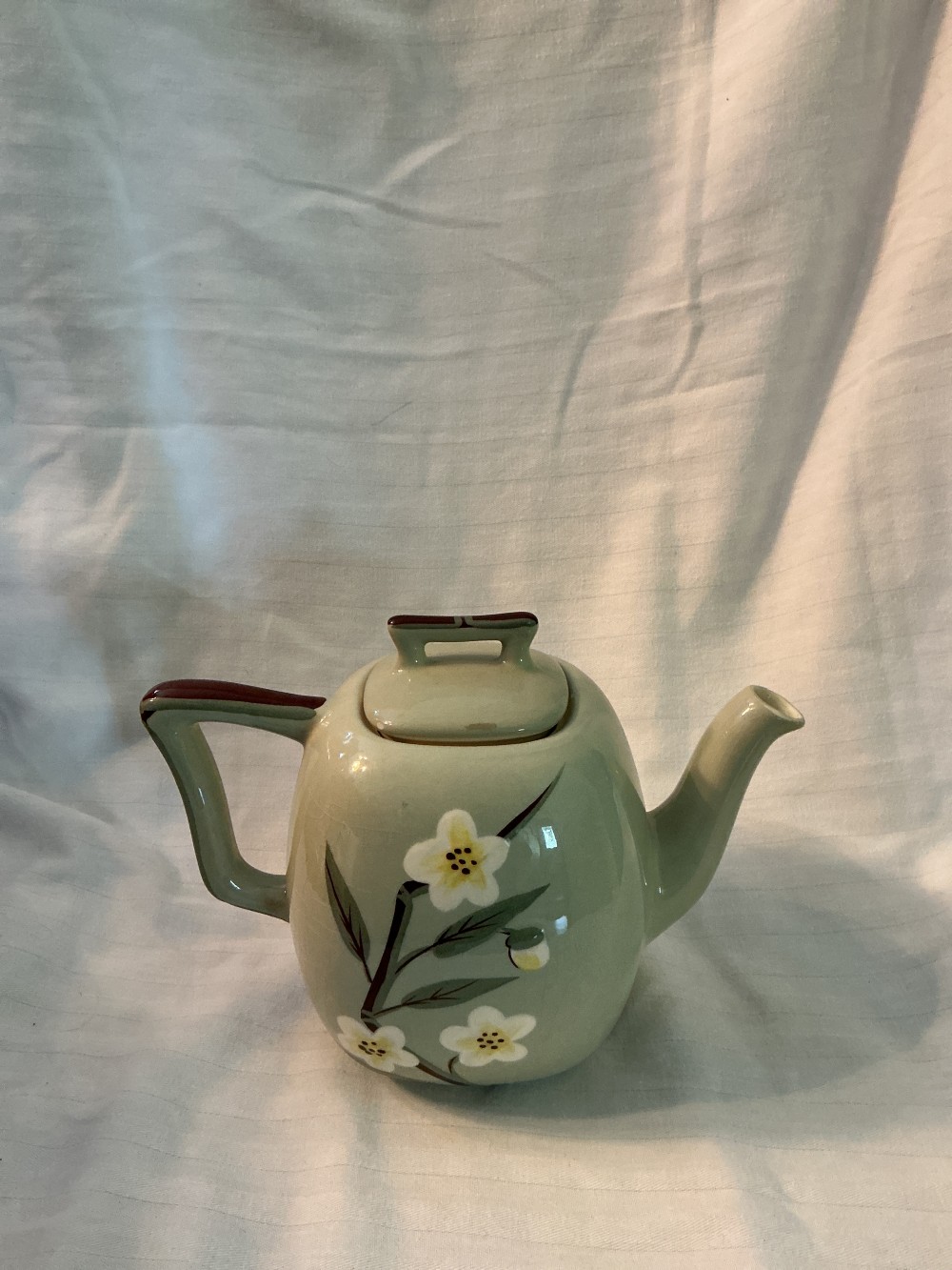 VTG Weil Ware Blossom Celadon Teapot