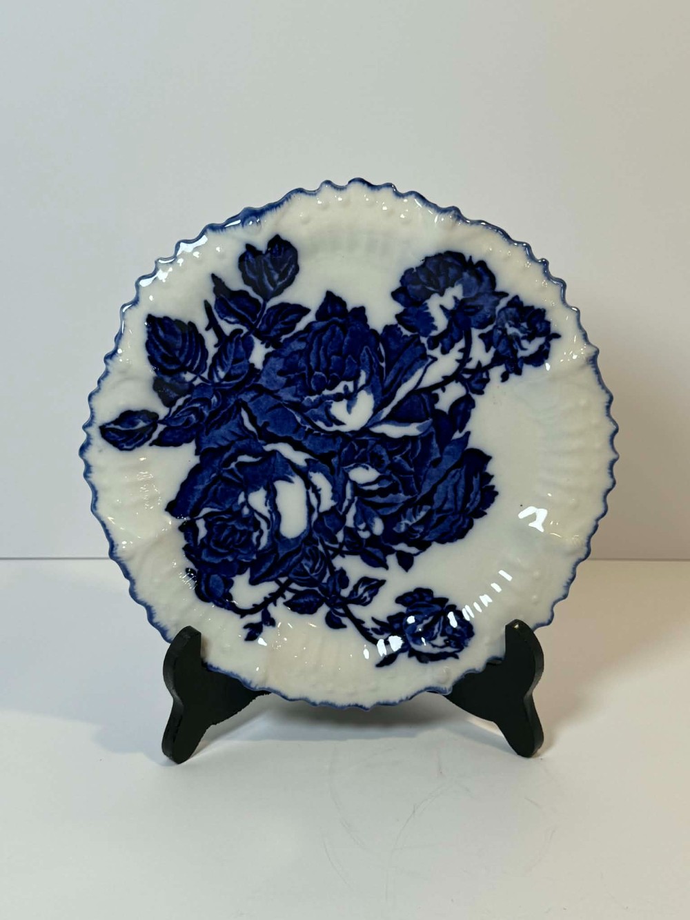 0142- Vintage Blakeney Ironstone Staffordshire plate from England, with a detailed floral 