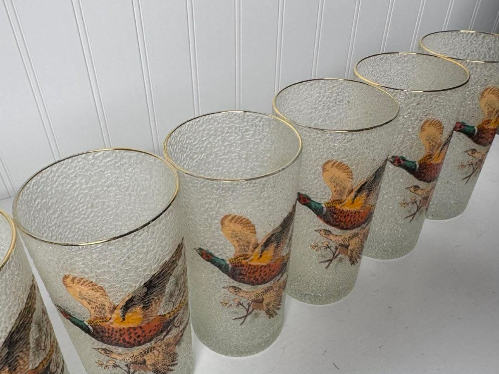 2472 - Set of 8, Vintage Specialty highball tumblers, 22k gold rim.