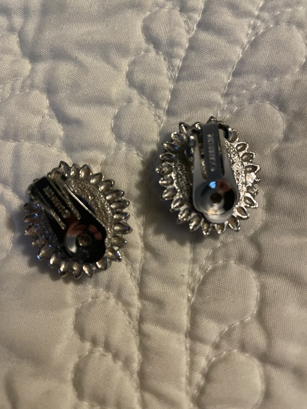 Clip-on Earrings with Purple Stone/Faux Pearls