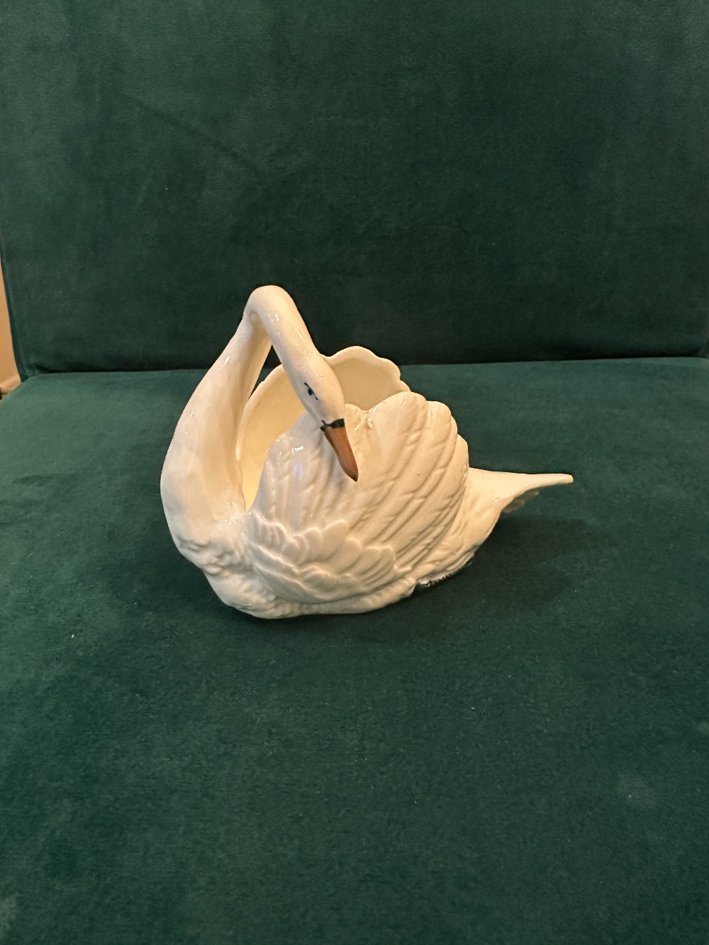 MB Vintage Czechoslovakia White Porcelain Swan Planter