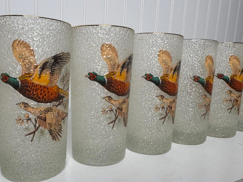 2472 - Set of 8, Vintage Specialty highball tumblers, 22k gold rim.