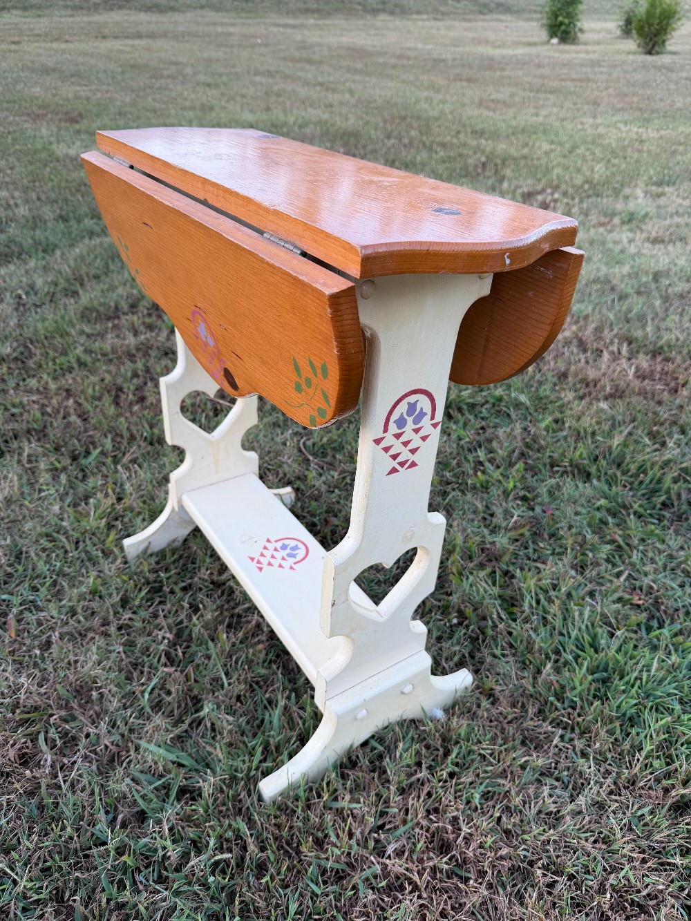 Vintage Hand Painted Drop Leaf Side Table