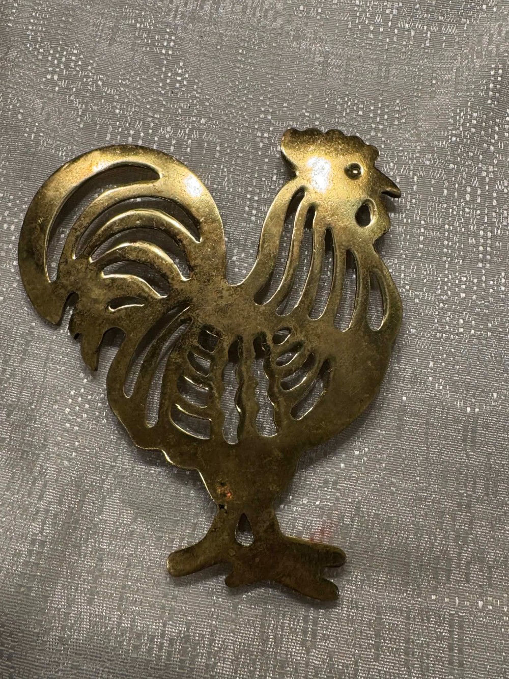 1649 - Vintage Brass Rooster shaped  Trivet