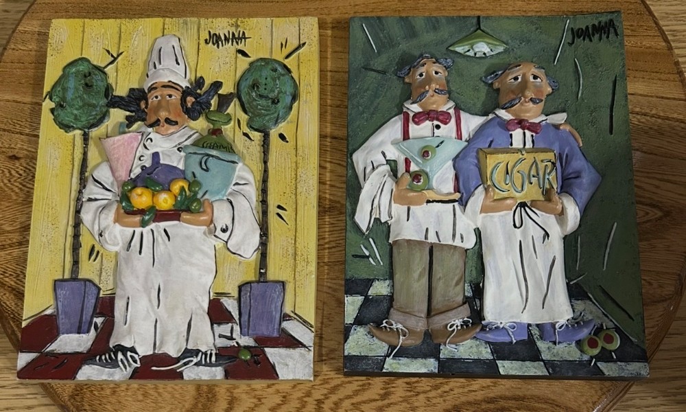 A pair of Joanna bartenders wall plaques wall decor