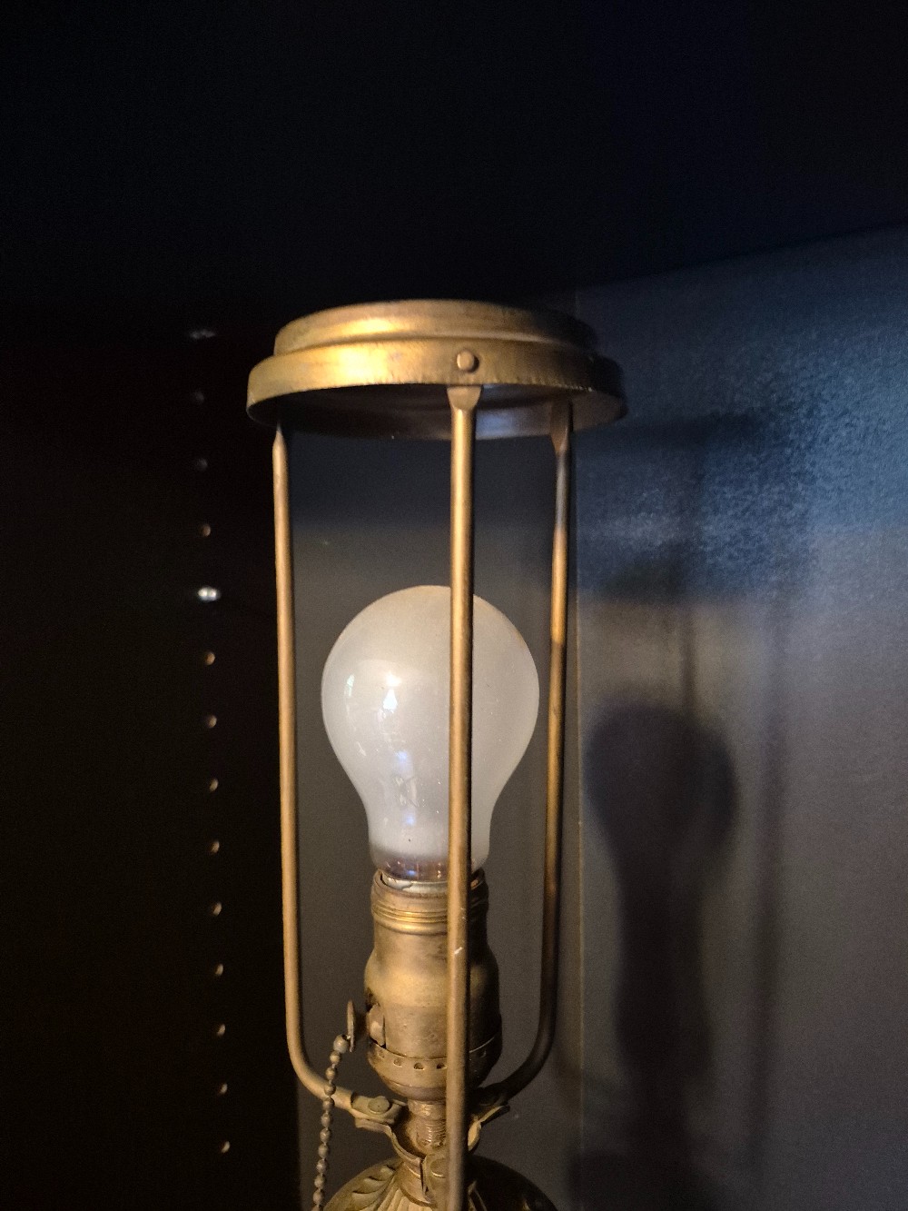 Arts & Crafts Antique Bradley & Hubbard School Slag Glass Table Lamp, circa 1920