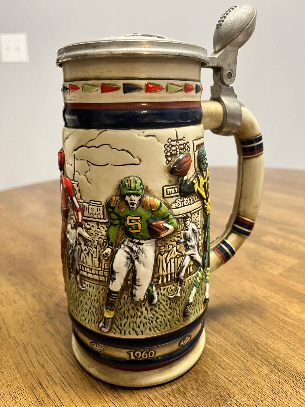 DELETE - TT - 1983 Avon Football Themed Ceramic Beer Stein