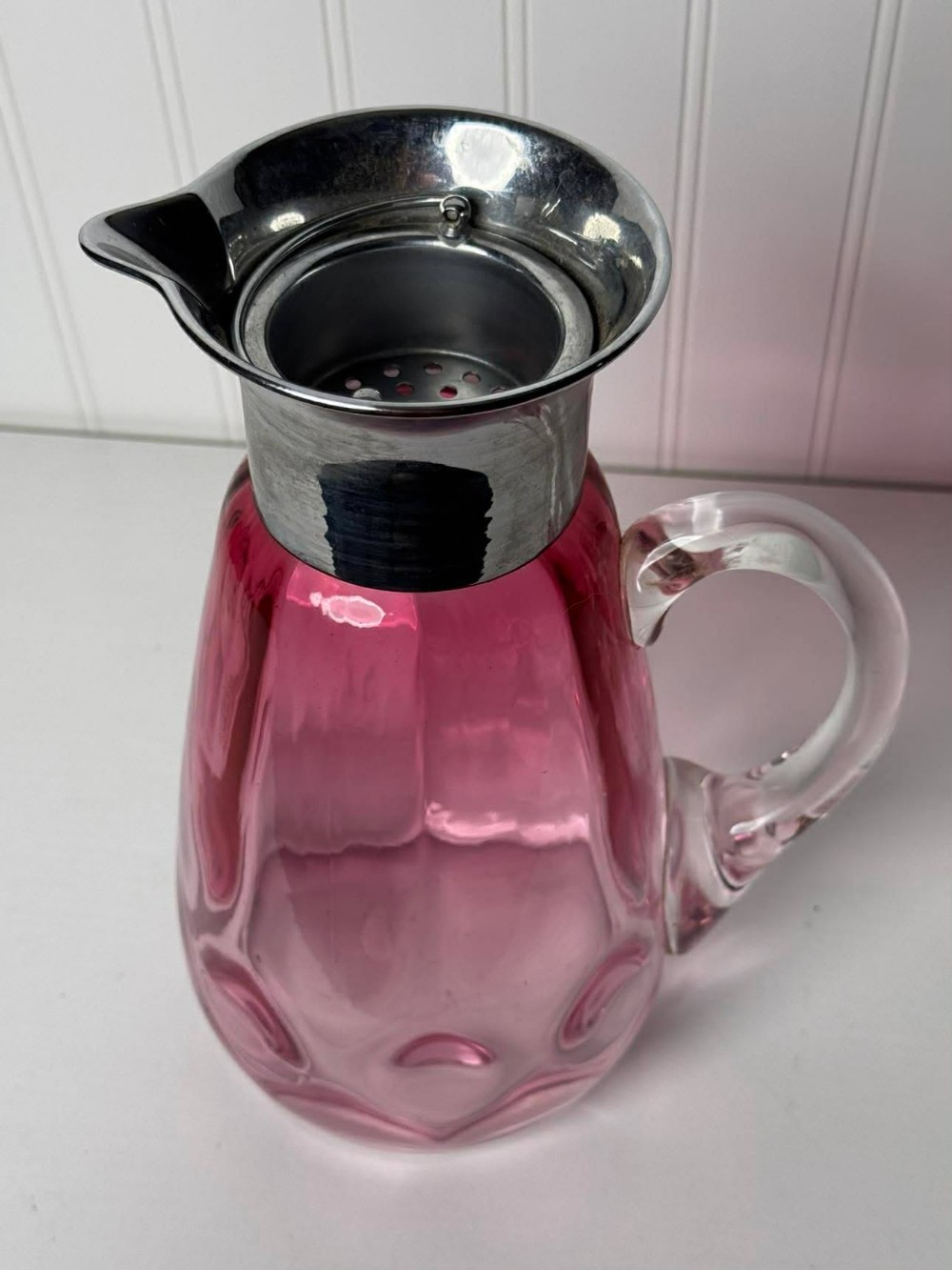 2563 - Vintage Pilgrim cranberry glass pitcher