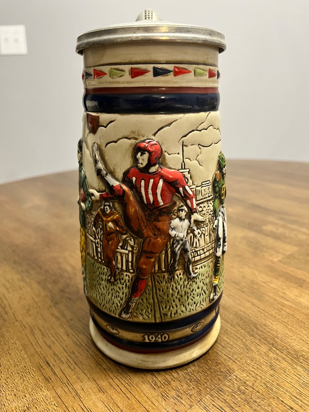 DELETE - TT - 1983 Avon Football Themed Ceramic Beer Stein