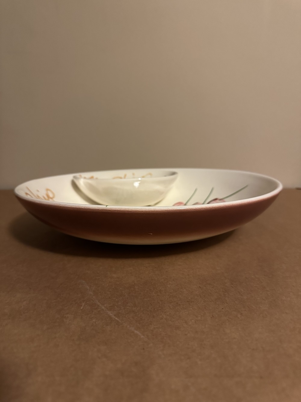 Vintage Los Angeles Pottery Chip & Dip Bowl