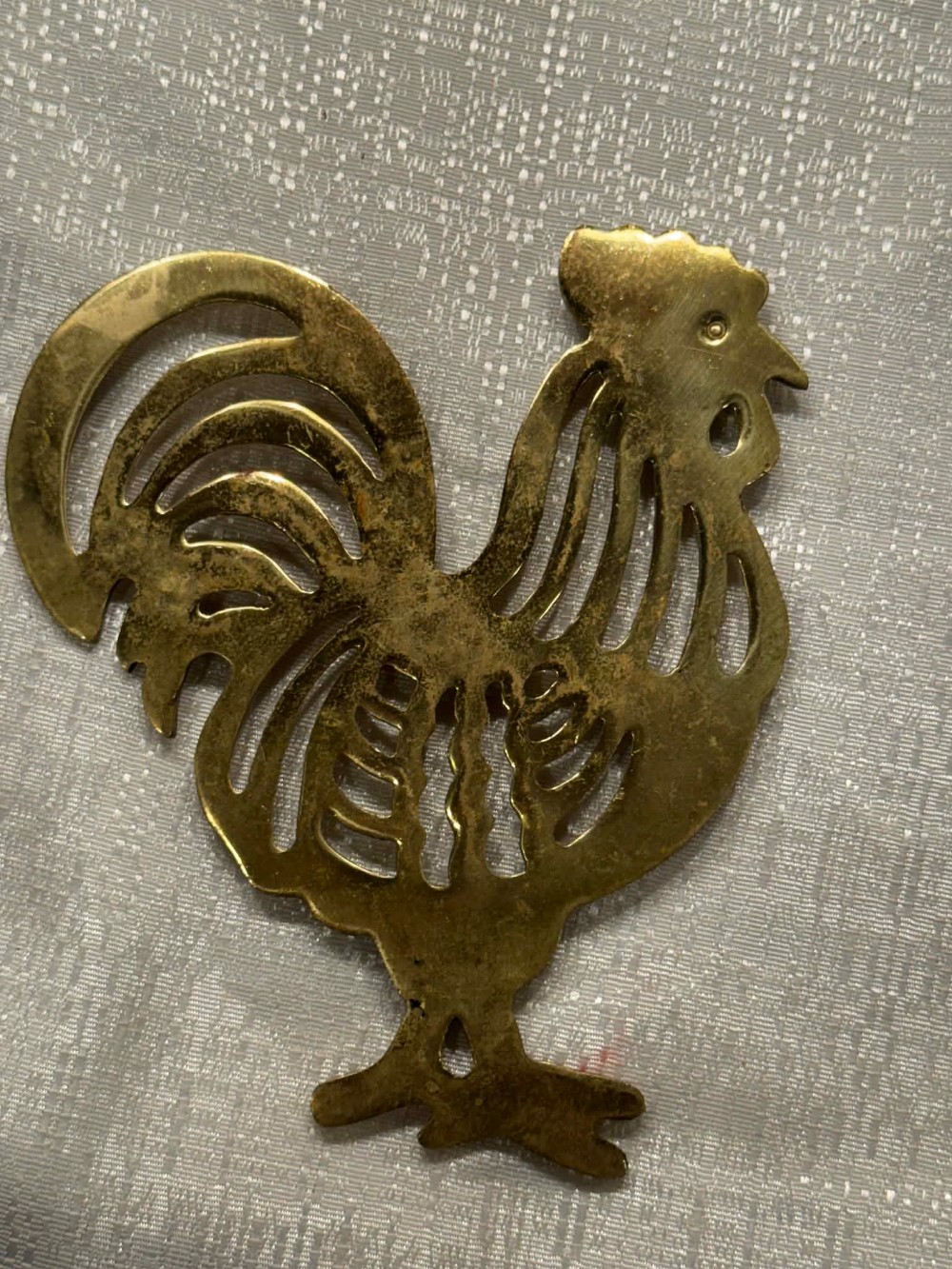 1649 - Vintage Brass Rooster shaped  Trivet