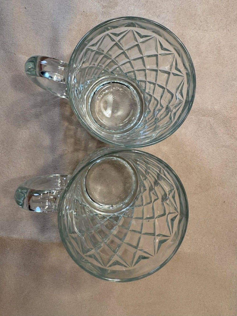 2375 - Vintage Paul Sebastian fine crystal diamond-cut glass mugs
