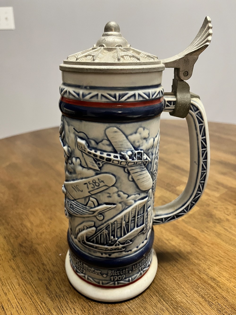 DELETE - TT - 1981 Avon Airplane Themed Ceramic Beer Stein