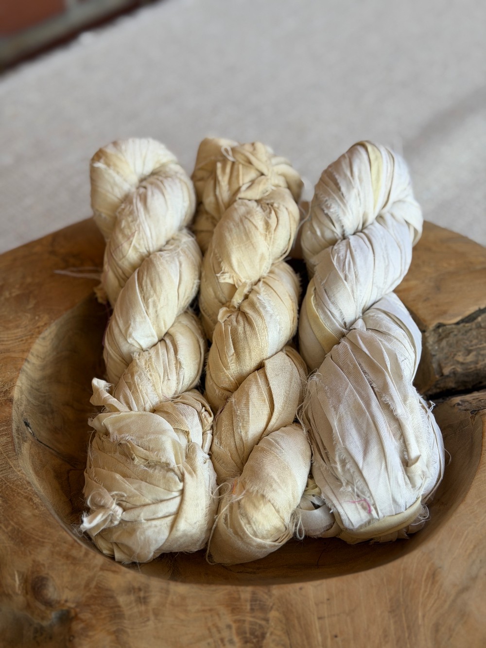 Off White Sari Silk Ribbon