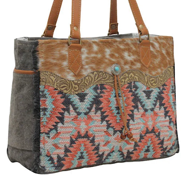 Myra small bag - Petite Orchid w/tooled leather and hairon hide