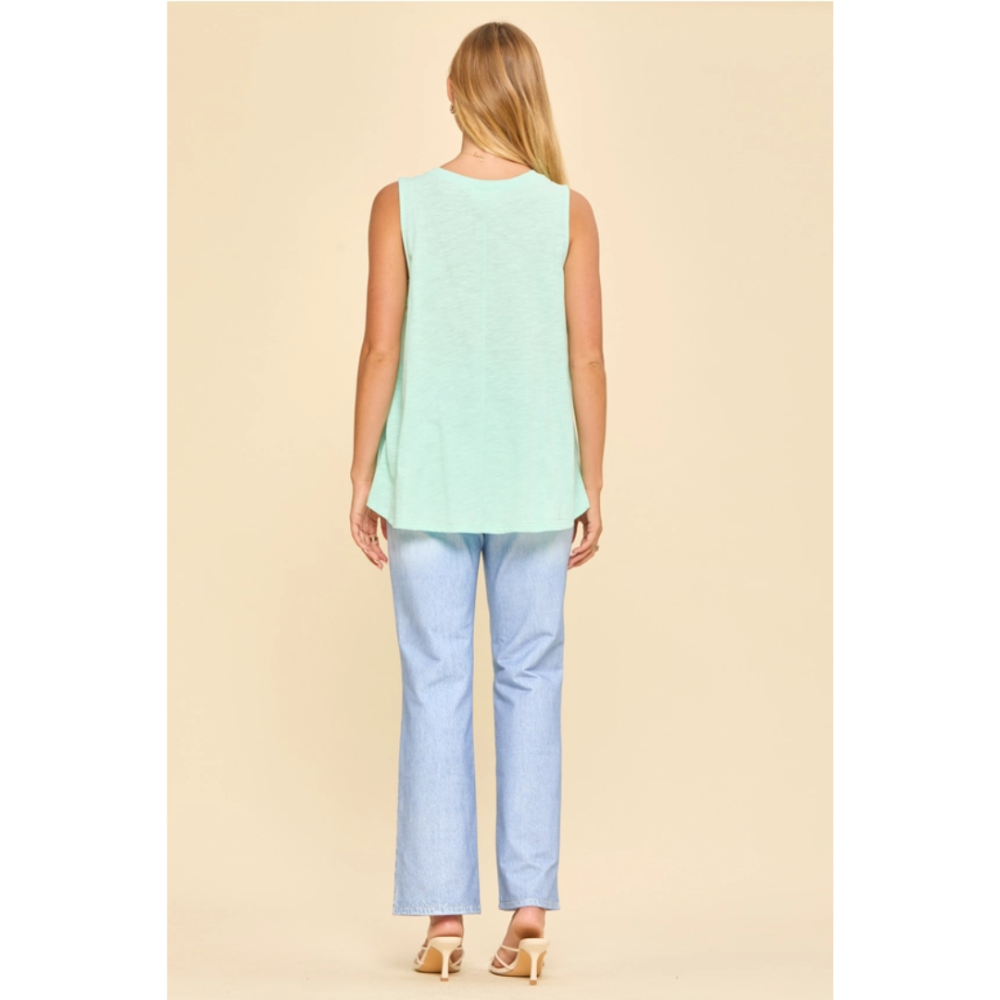 Sleeveless Mint Cotton Top
